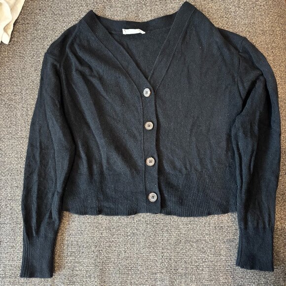 Everlane Black Cropped Cashmere Cardigan - Picture 2 of 5